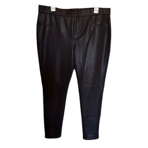 Time and Tru Black Faux Leather‎ Leggings Pants Women's XL 15/17